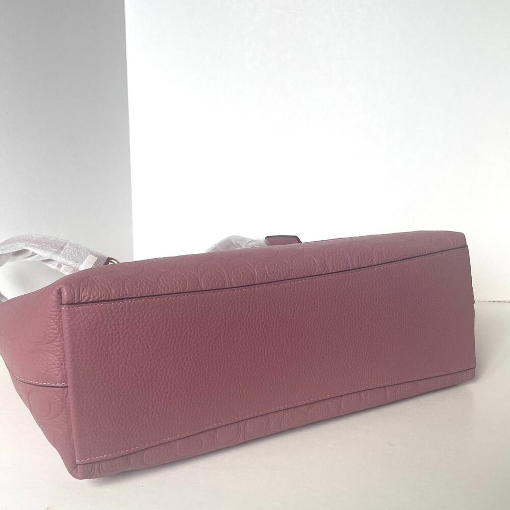 Coach Station Tote CDL99 Peony Pink Pebbled Leather Work Bag - Picture 7 of 11